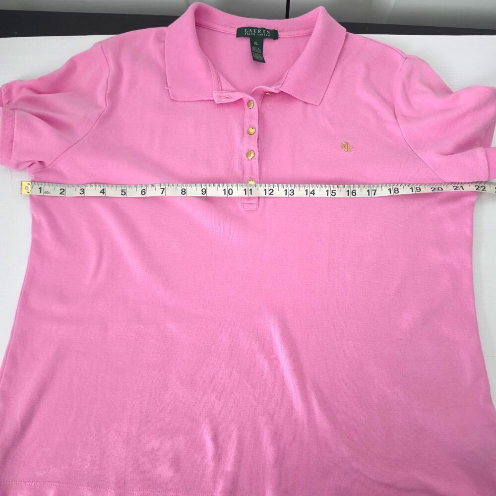 Lauren Ralph Lauren Women's XL Pink Gold Button Embroidered Logo Polo Shirt - Picture 10 of 10